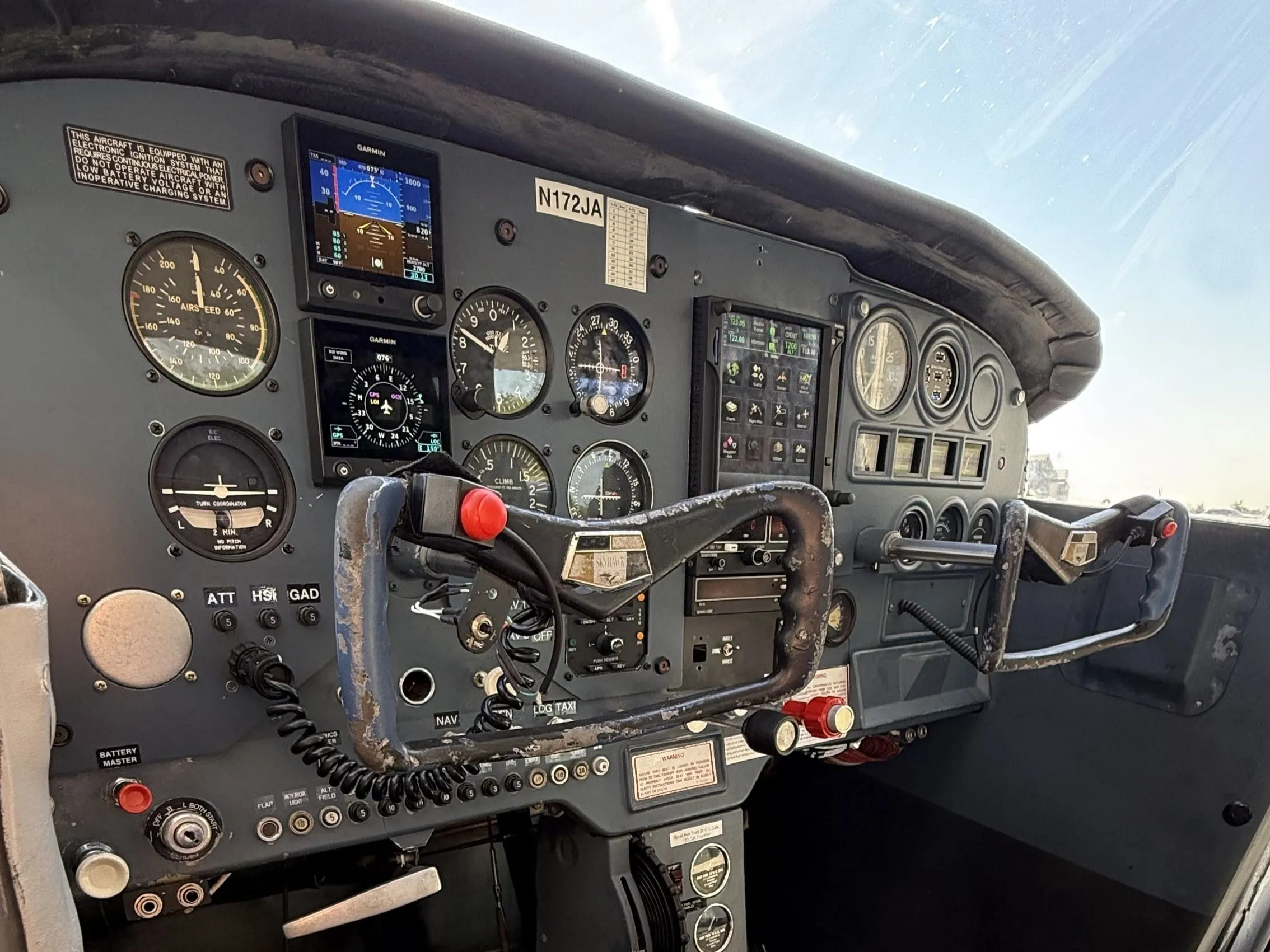 Pilot Rise safety and maintenance standards shown in a training aircraft cockpit