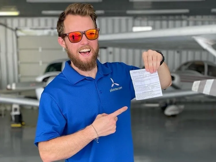Karl Tabler after earning his commercial pilot certificate with Pilot Rise